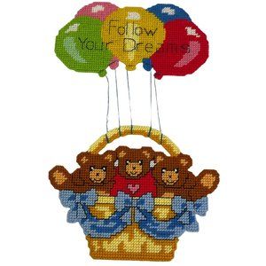 Teddy Bears Baby Room Wall Hanging Follow Your Dreams Balloons Handmade